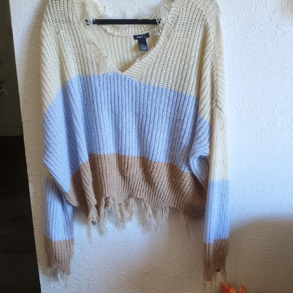Cozy Frayed V-Neck Sweater